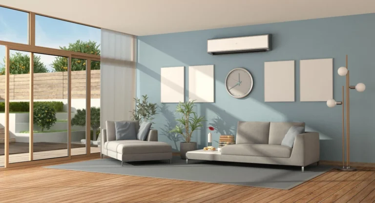 Air-conditioned living room with a wall-mounted unit