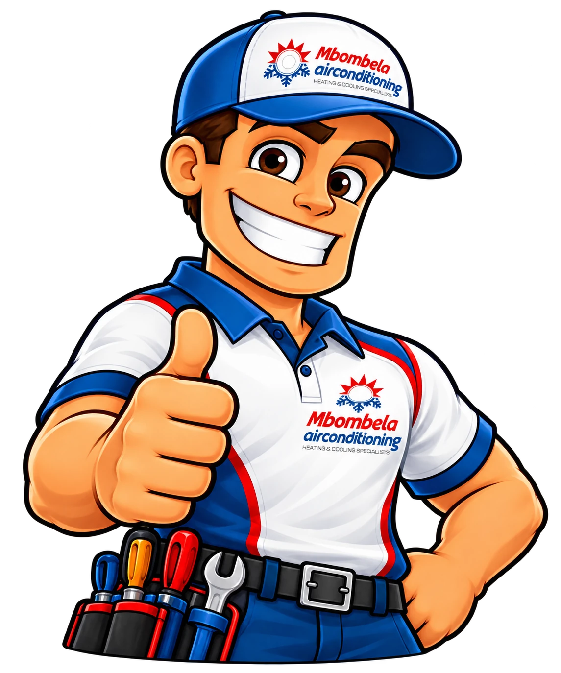 Mbombela Air Conditioning cartoon technician giving a thumbs-up