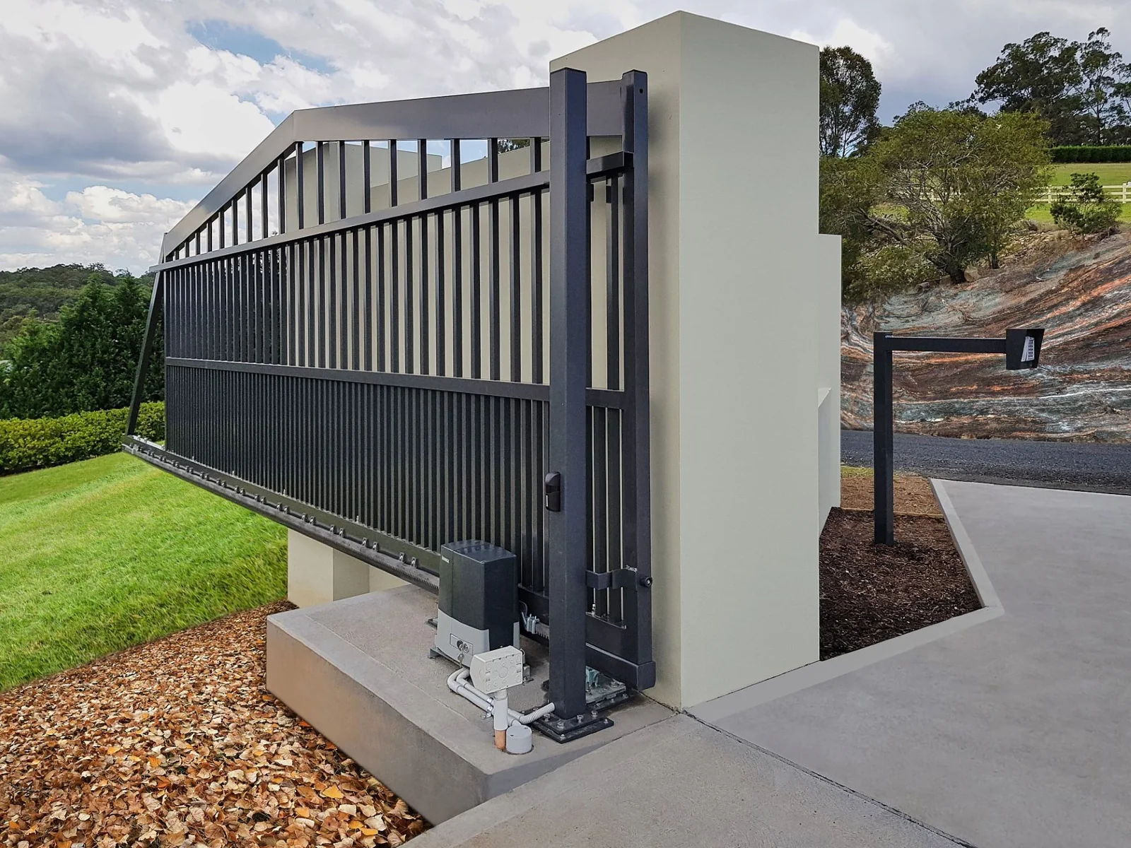 Automated sliding gate at a property entrance