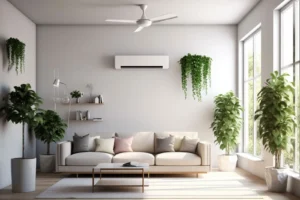 Modern interior with a wall-mounted air conditioner